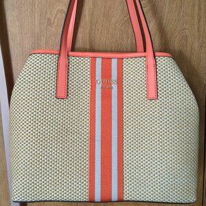 Guess Vikky Top Handle Tote Bag Wheat and orange